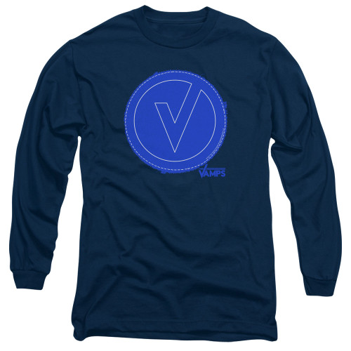 The Vamps Frayed Patch Long Sleeve Adult 18/1 T-Shirt Navy