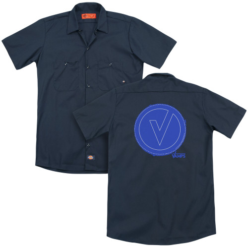 The Vamps Frayed Patch (Back Print) Adult Work Shirt Navy