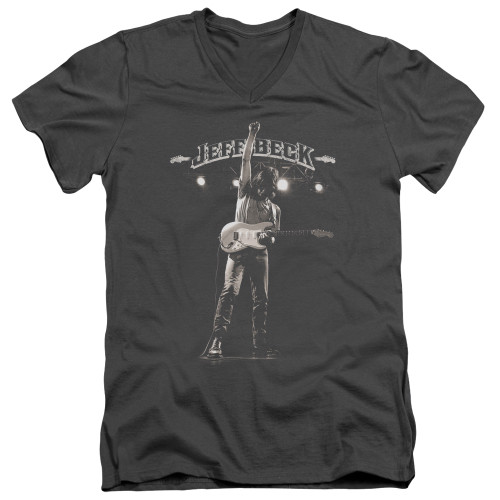 Jeff Beck Guitar God Adult V-Neck T-Shirt Charcoal