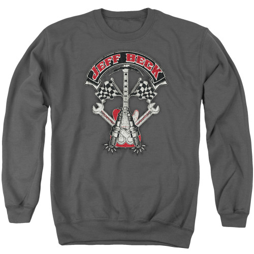 Jeff Beck Beckabilly Guitar Adult Crewneck Sweatshirt Charcoal