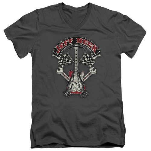 Jeff Beck Beckabilly Guitar Adult V-Neck T-Shirt Charcoal