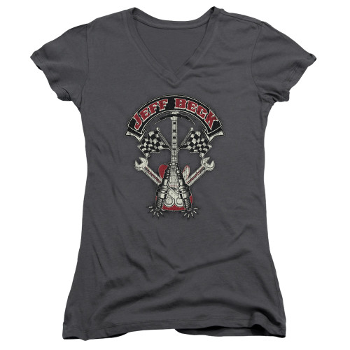 Jeff Beck Beckabilly Guitar Junior Women's V-Neck T-Shirt Charcoal