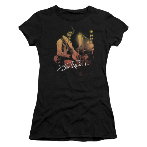 Jimi Hendrix Live On Stage Junior Women's Sheer T-Shirt Black