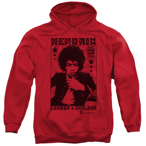 Jimi Hendrix London 1966 Adult Pullover Hoodie Sweatshirt Red