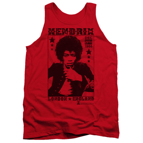 Jimi Hendrix London 1966 Adult Tank Top T-Shirt Red