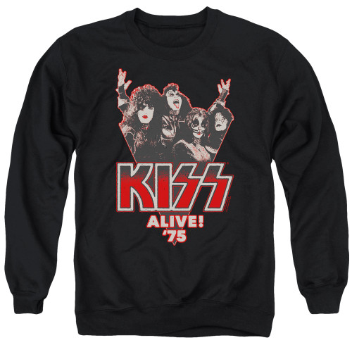 Kiss Alive 75' Adult Crewneck Sweatshirt Black