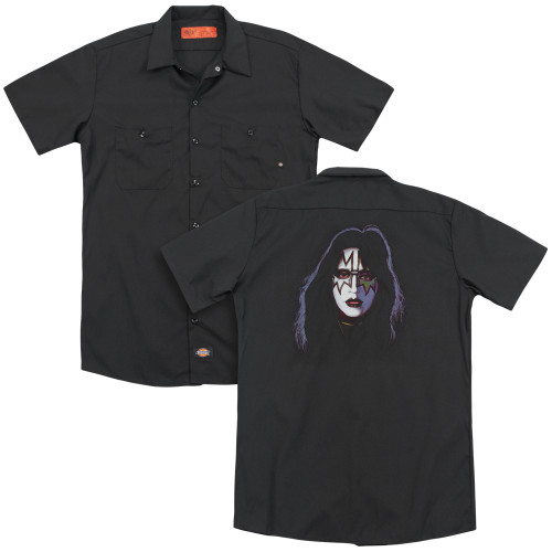 Kiss Ace Frehley Cover (Back Print) Adult Work Shirt Black