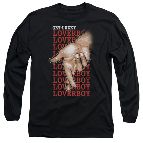 Loverboy Fingers Crossed Long Sleeve Adult T-Shirt Black