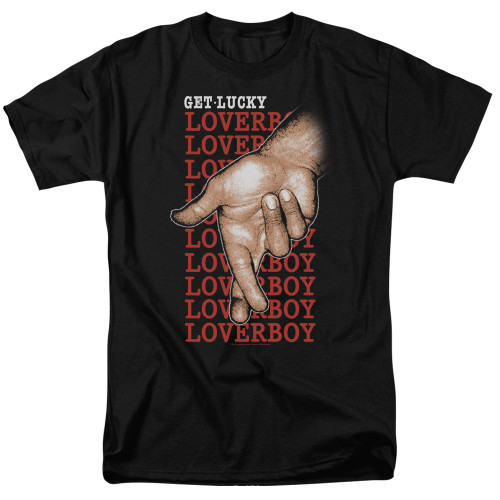 Loverboy Fingers Crossed Adult 18/1 T-Shirt Black