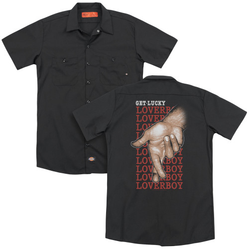 Loverboy Fingers Crossed (Back Print) Adult Work Shirt Black
