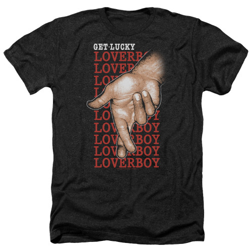 Loverboy Fingers Crossed Adult Heather T-Shirt Black