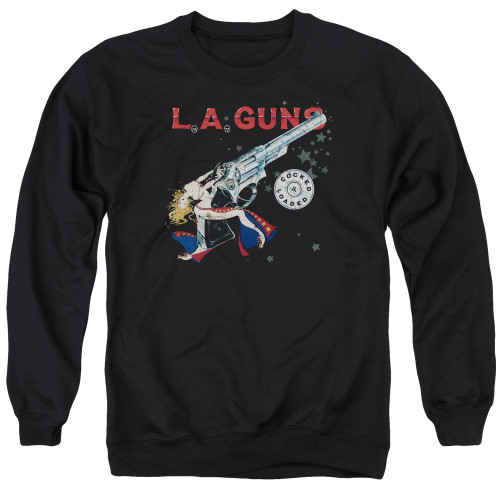 L.A. Guns Cocked And Loaded Adult Crewneck Sweatshirt Black
