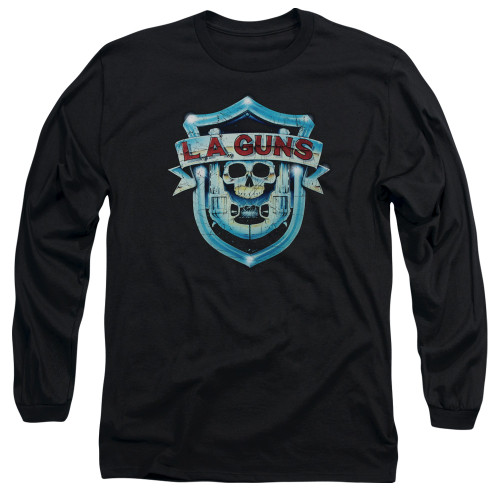 L.A. Guns Shield Adult Long Sleeve T-Shirt Black