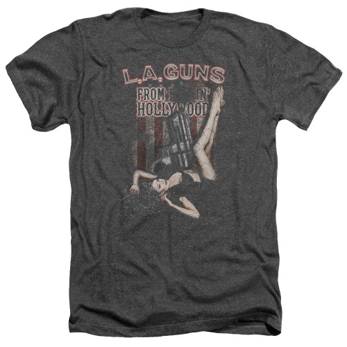 L.A. Guns From Hollywood Adult Heather T-Shirt Charcoal