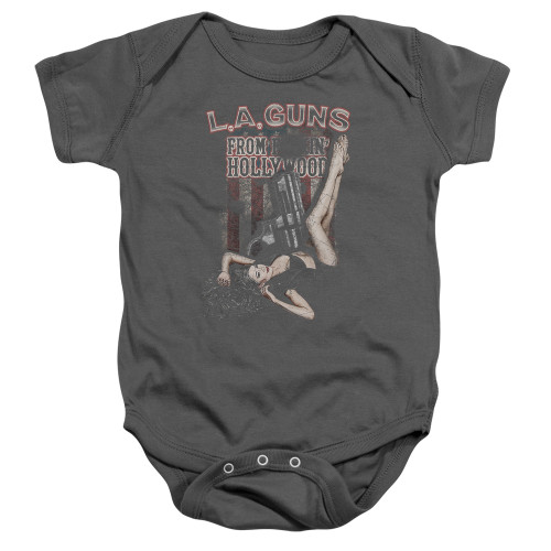 L.A. Guns From Hollywood Baby Onesie T-Shirt Charcoal