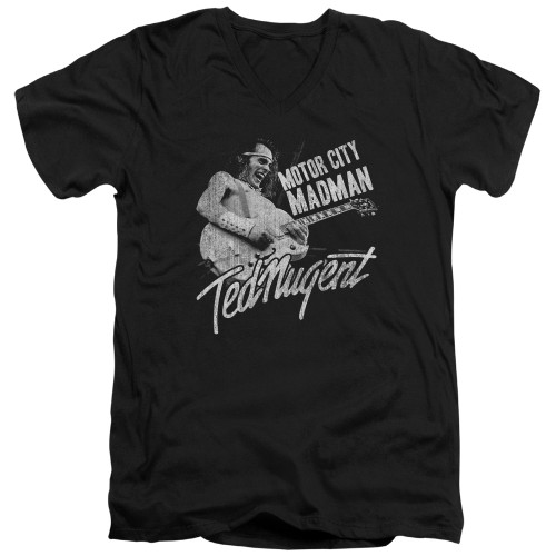 Ted Nugent Madman S/S Adult V Neck 30/1 T-Shirt Black