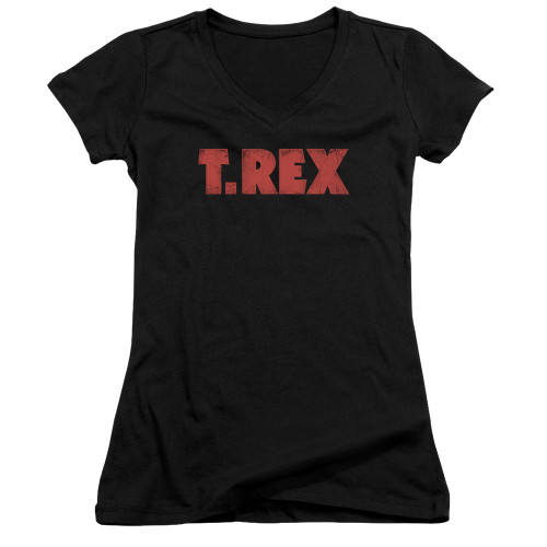 T. Rex Logo Junior Women's T-Shirt V Neck Black
