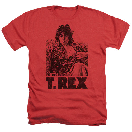 T. Rex Lounging Adult Heather T-Shirt Red