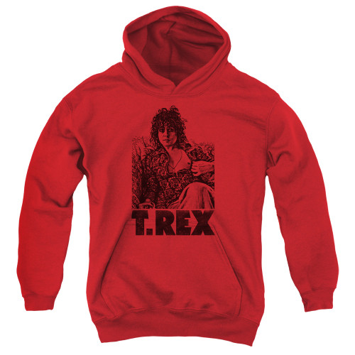 T. Rex Lounging Youth Pullover Hoodie Sweatshirt Red