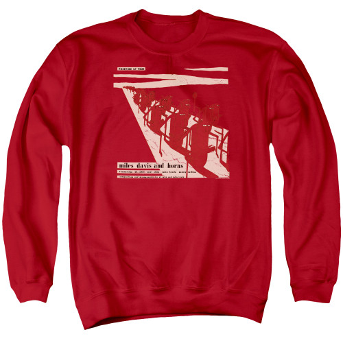 Miles Davis Davis and Horn Adult Crewneck Sweatshirt Red