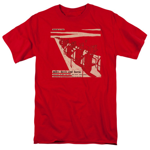Miles Davis Davis and Horn Adult 18/1 T-Shirt Red