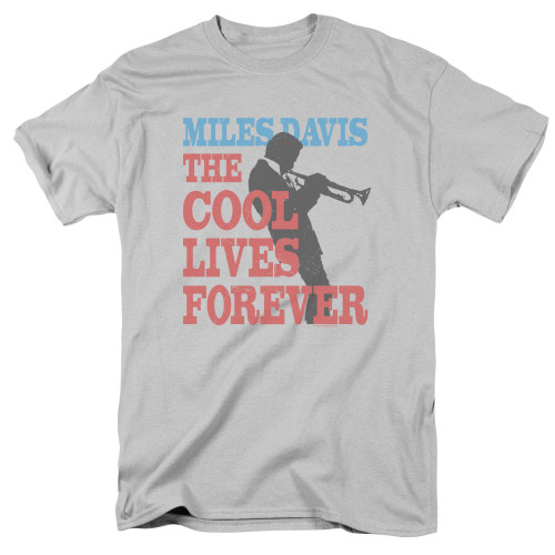 Miles Davis Cool Lives Adult 18/1 T-Shirt Silver