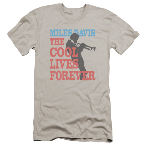 Miles Davis Cool Lives Premium Canvas Adult Slim Fit T-Shirt Silver