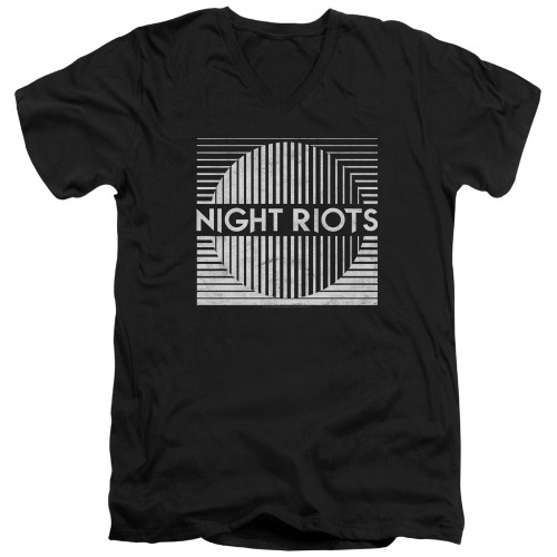 Night Riots Title Adult V-Neck T-Shirt Black