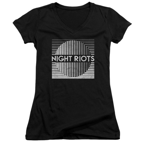 Night Riots Title Junior Women's V-Neck T-Shirt Black