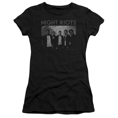 Night Riots Greyscale Premium Junior Women's Sheer T-Shirt Black