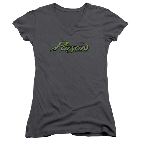 Poison Logo Junior Women's V-Neck T-Shirt Charcoal