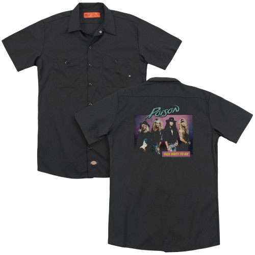 Poison Talk Dirty To Me (Back Print) Adult Work Shirt Black
