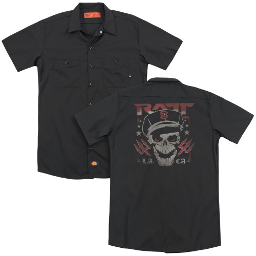 Ratt Skull And Tridents (Back Print) Adult Work Shirt Black