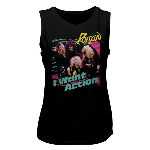 Poison Bright Action Black Women's Muscle Tank Top T-Shirt