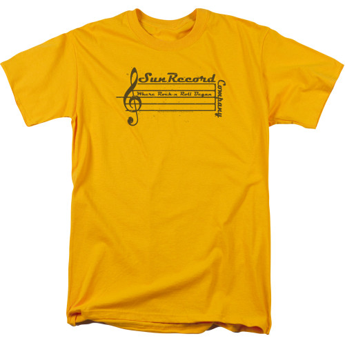 Sun Records Music Staff S/S Adult 18/1 T-Shirt Gold