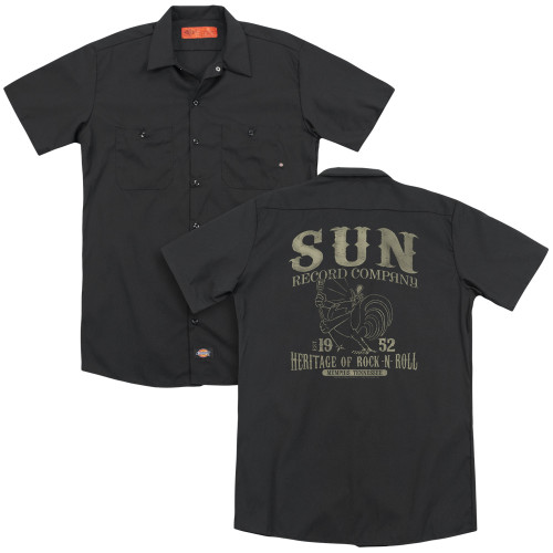 Sun Records Rockabilly Bird (Back Print) Adult Work Shirt Black
