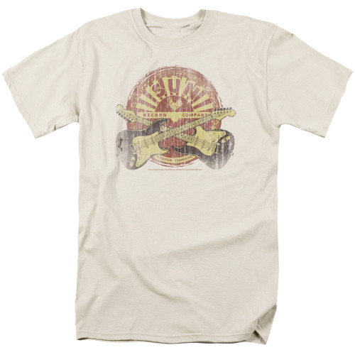 Sun Records Crossed Guitars S/S Adult 18/1 T-Shirt Cream