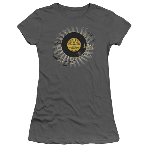 Sun Records Established S/S Junior Women's T-Shirt Sheer Charcoal