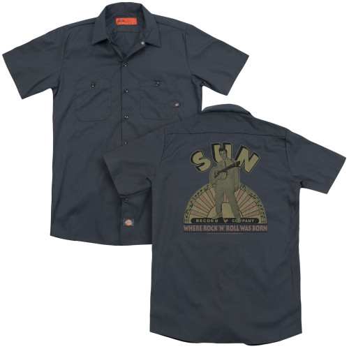 Sun Records Original Son (Back Print) Adult Work Shirt Charcoal