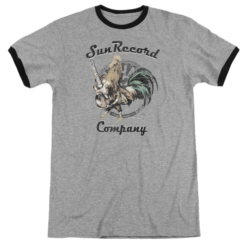 Sun Records Rockin Rooster Logo Adult Ringer T-Shirt Heather/Black