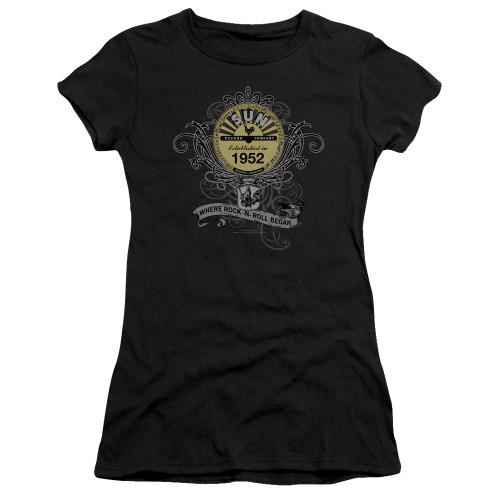 Sun Records Rockin Scrolls S/S Junior Women's T-Shirt Sheer Black