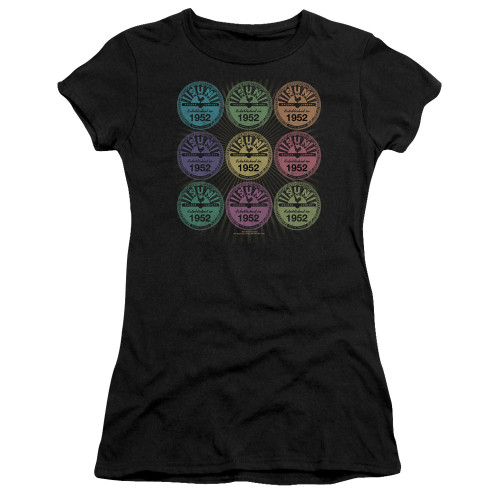 Sun Records Rocking Color Block S/S Junior Women's T-Shirt Sheer Black