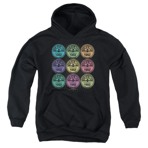 Sun Records Rocking Color Block Youth Pullover Hoodie Sweatshirt Black