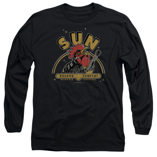 Sun Records Rocking Rooster Long Sleeve Adult 18/1 T-Shirt Black