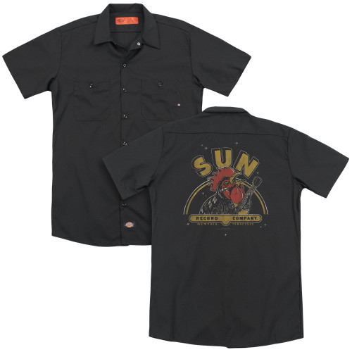 Sun Records Rocking Rooster (Back Print) Adult Work Shirt Black