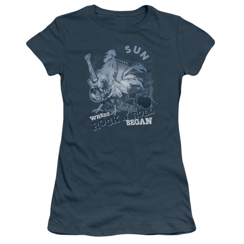 Sun Records Where Rock Began S/S Junior Women's T-Shirt Sheer Indigo