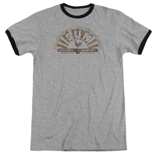 Sun Records Worn Logo Adult Ringer T-Shirt Heather/Black