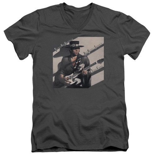 Stevie Ray Vaughan Texas Flood S/S Adult V Neck 30/1 T-Shirt Charcoal