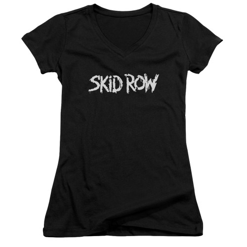 Skid Row Logo Junior Women's T-Shirt V Neck Black