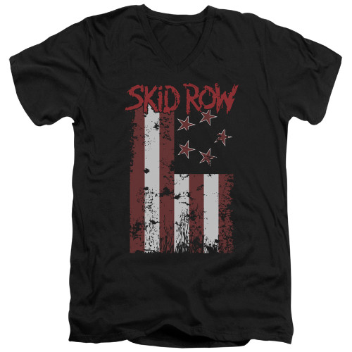 Skid Row Flagged S/S Adult V Neck 30/1 T-Shirt Black